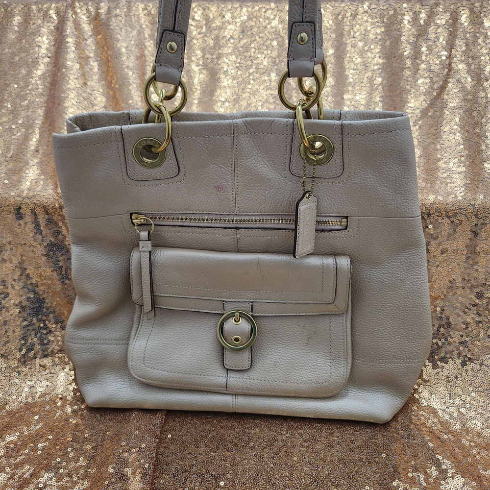 Coach Tan Pebbled Leather Tote Bag